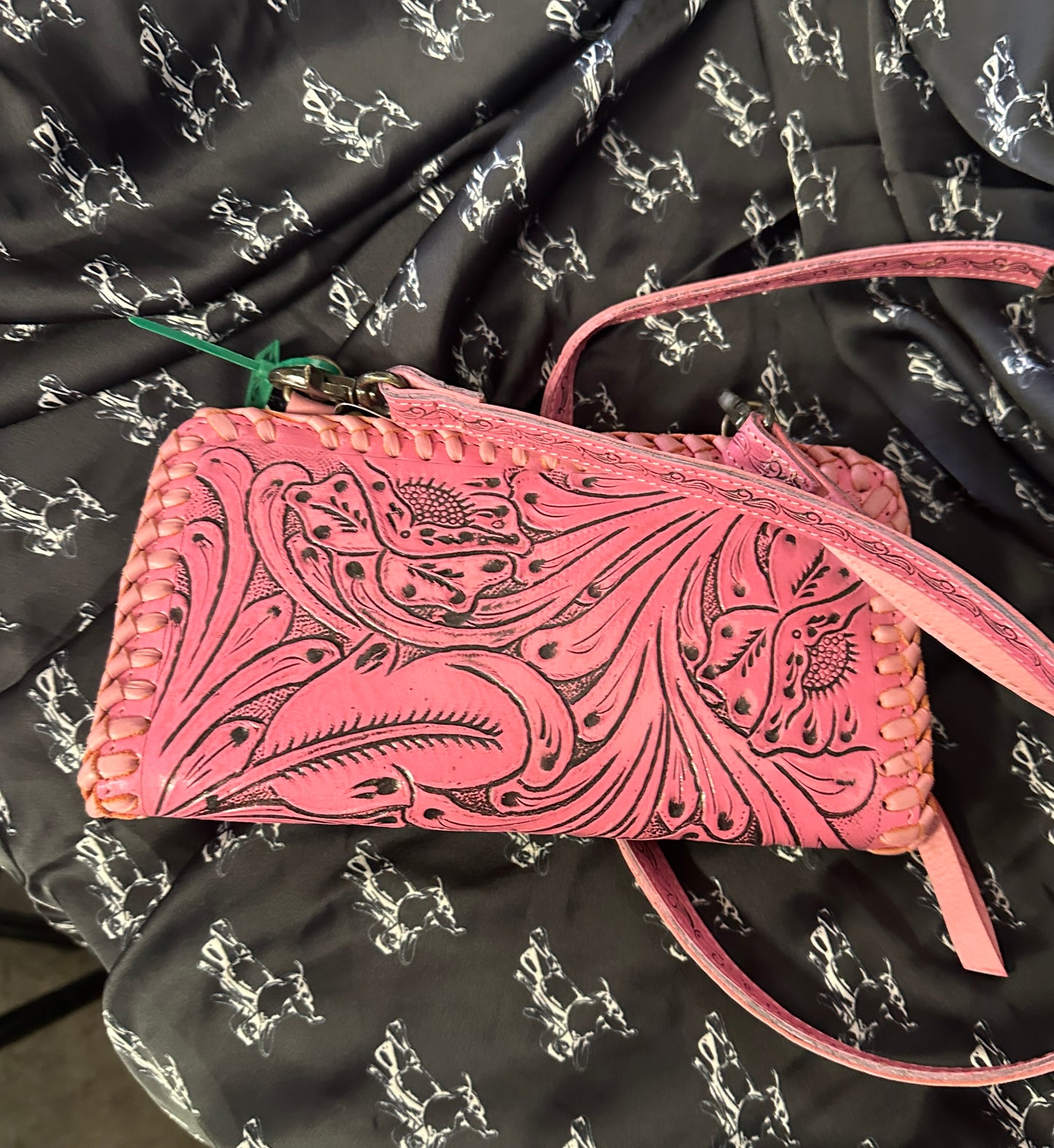 WL Pink Tooled Wallet Crossbody