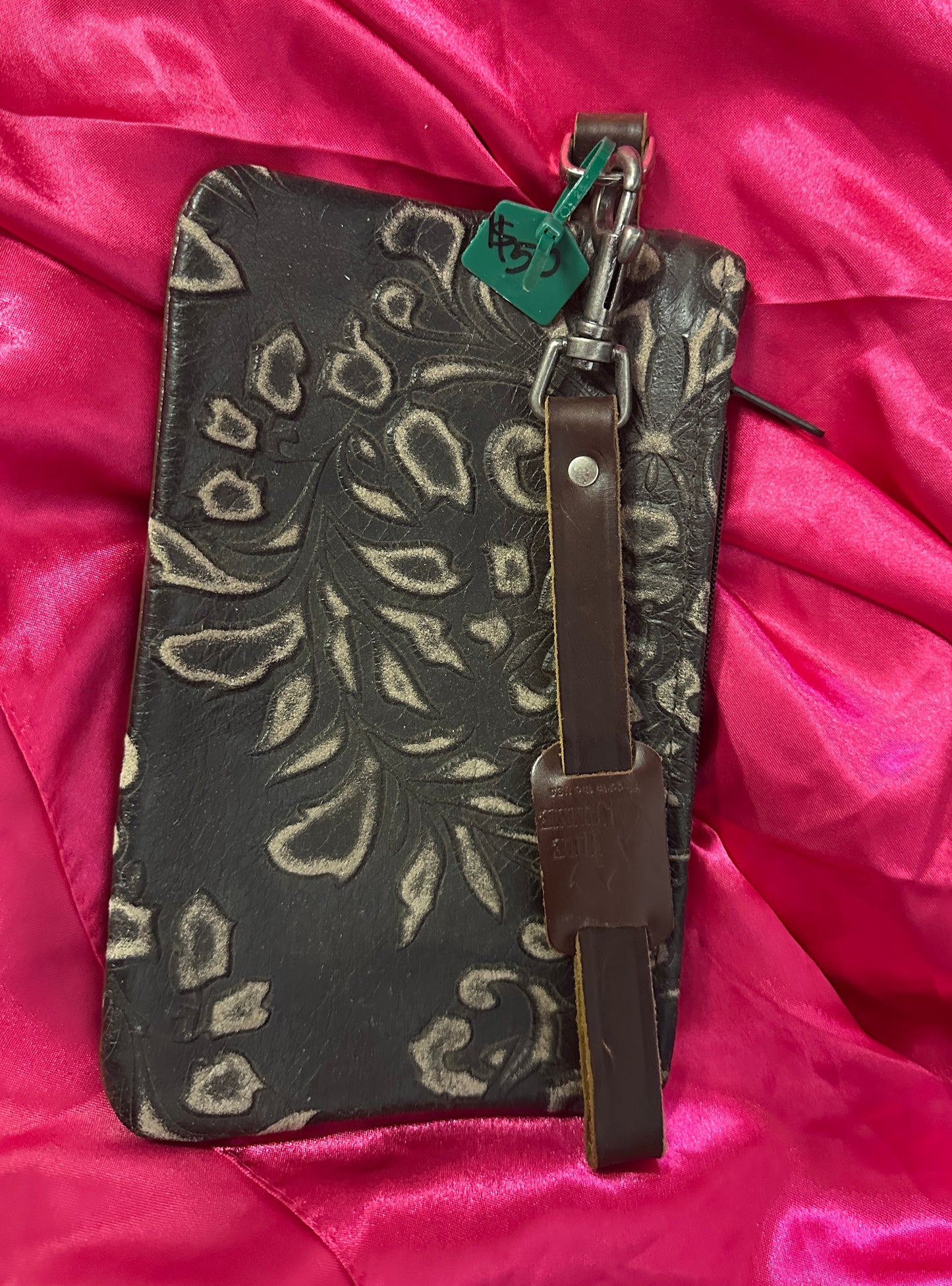 HJ Black Leather wristlet