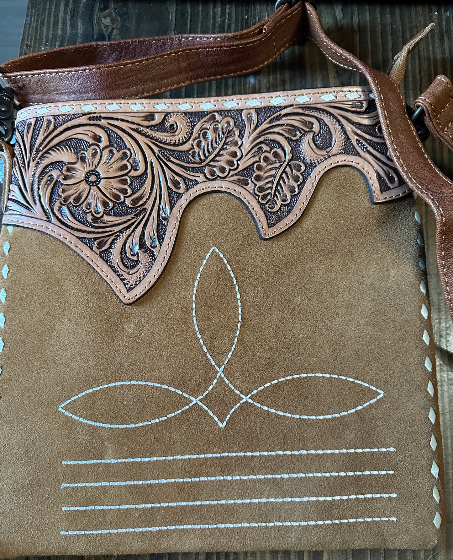 WL leather boots stitch purse