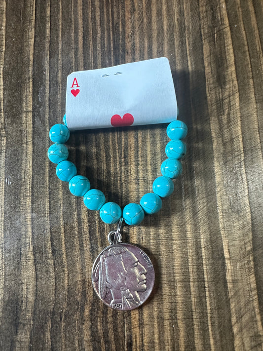 AG turquoise Buffalo nickel bracelet