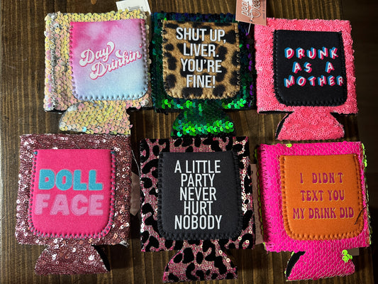 AG short sequin koozies