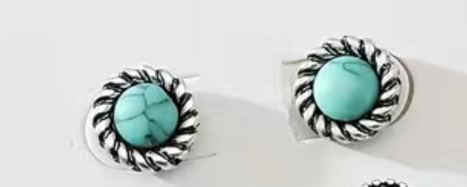 Turquoise & Silver Studs