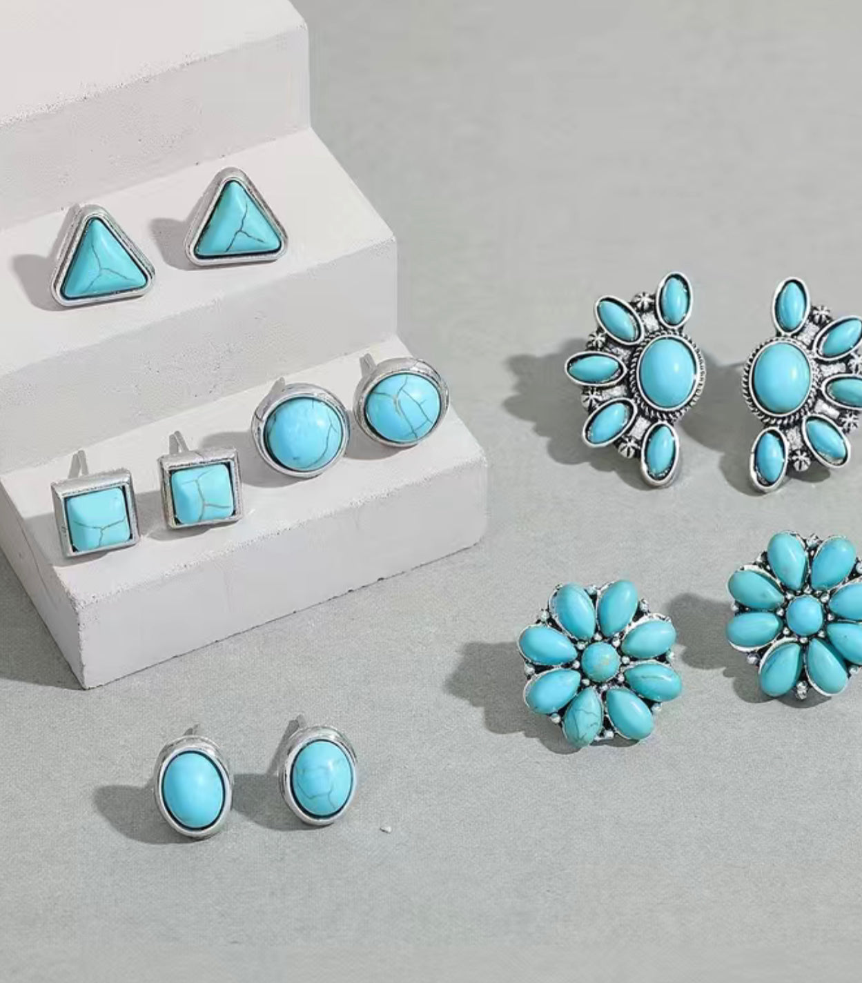 Turquoise & Silver Studs