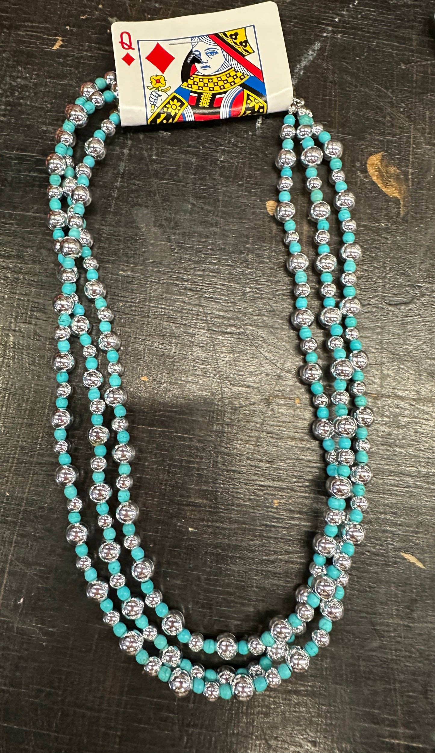 Turquoise & Silver Small beads Necklace