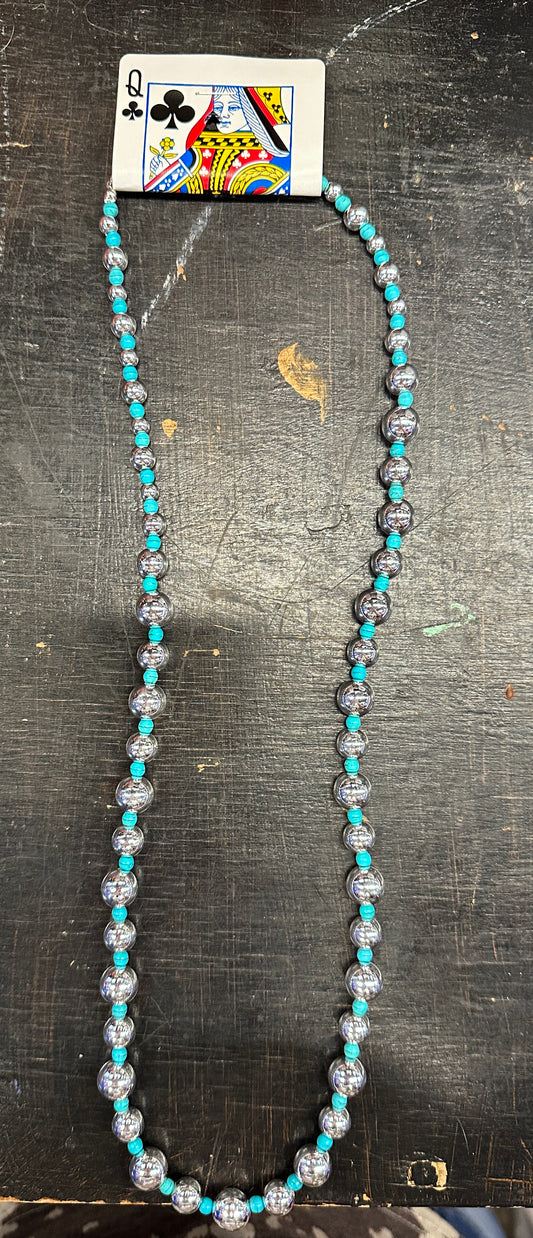 Silver Turquoise Long Necklace