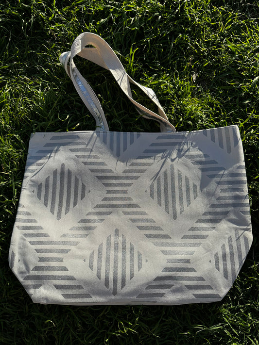 Silver & White Oversized Bag