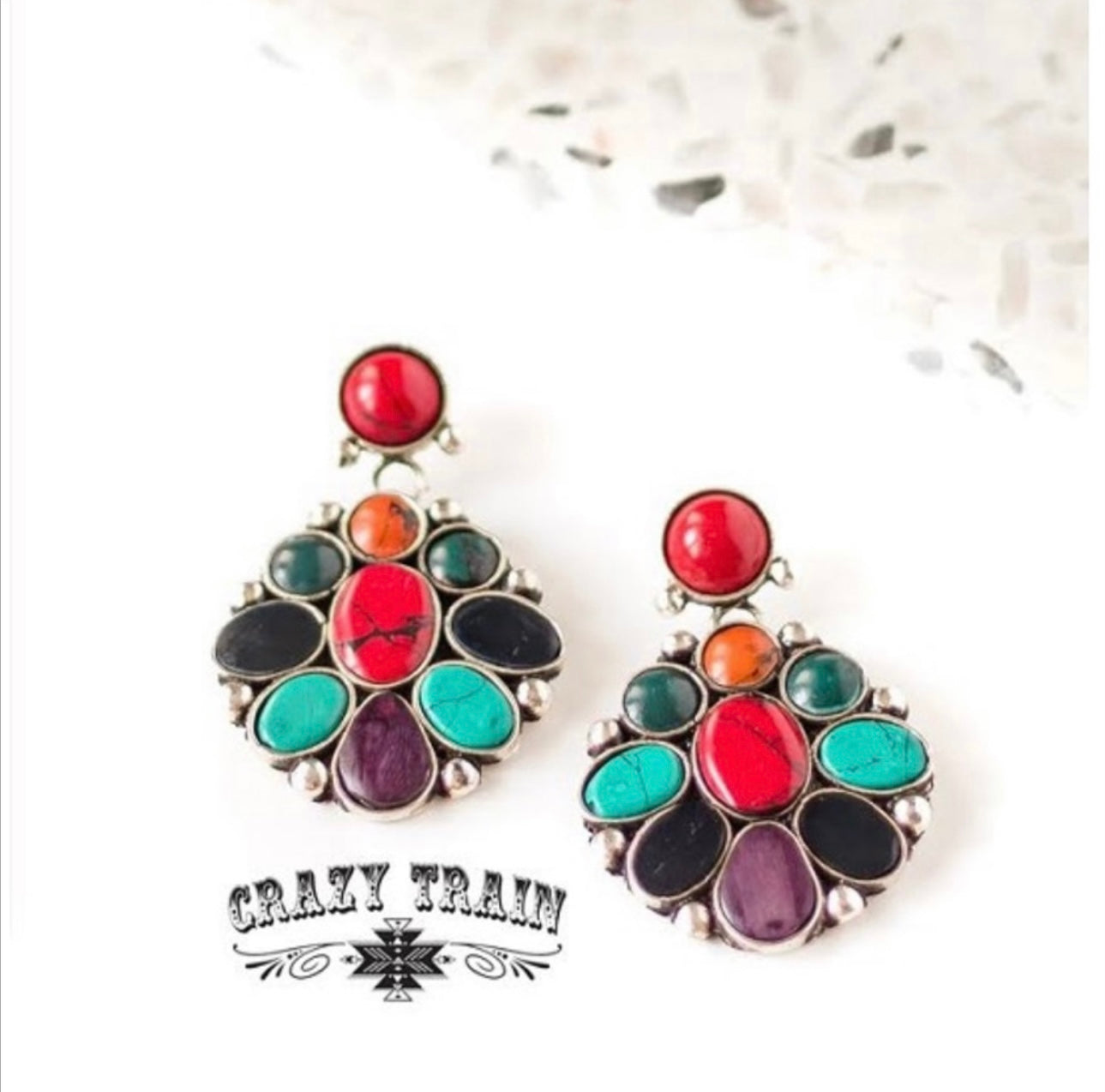 CrazyTrain Western Stone Ear Rings