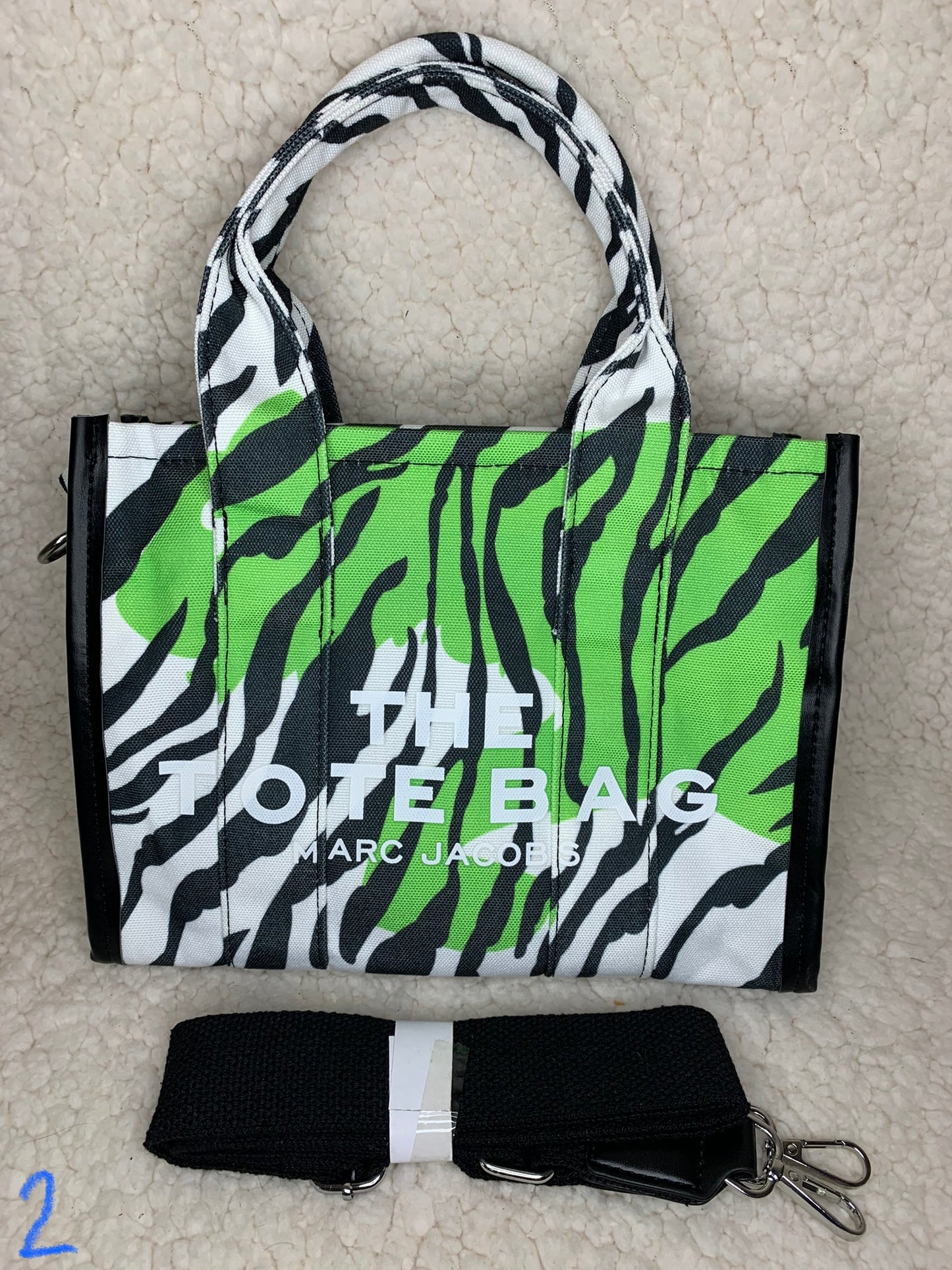 Khloe black & green Zebra small tote