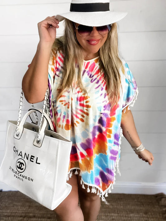 Blakeley Tie Die Fringe Cover Up