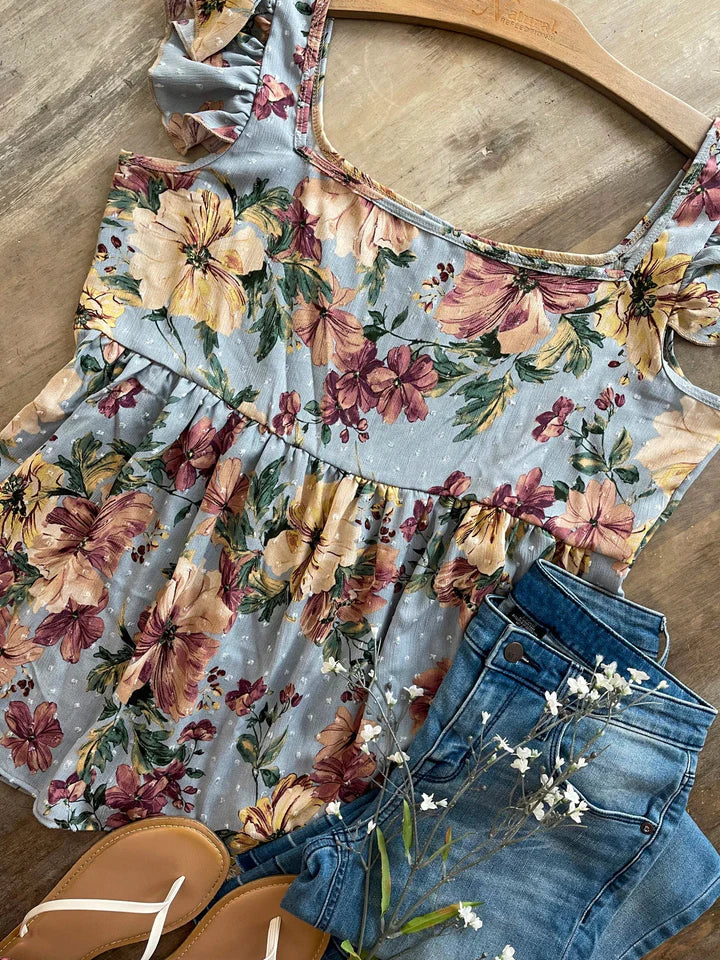 Sloane Blue Floral Top