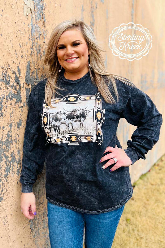 Sterling Kreek Love & Longhorns Long Sleeve Top